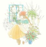  blouse braid brown_hair closed_eyes flower harvest_moon:_connect_to_a_new_land head_scarf long_hair long_skirt minori_(harvest_moon) plant potted_plant shiroku skirt smile solo 