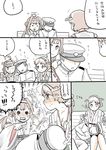  1boy 2girls ;) admiral_(kantai_collection) ahoge anger_vein bench blush brown_hair comic commentary detached_sleeves double_bun finger_to_mouth hat headgear hiei_(kantai_collection) kantai_collection kongou_(kantai_collection) lap_pillow long_hair mo_(kireinamo) multiple_girls nontraditional_miko ok_sign one_eye_closed open_mouth pointing saliva short_hair shushing sitting sleeping smile spoken_exclamation_mark sweat tears thumbs_up translated 