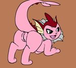  blush butt eeveelution female feral looking_at_viewer looking_back machv99 nintendo nude open_mouth plain_background pok&eacute;mon presenting presenting_pussy pussy shiny_pok&eacute;mon solo tongue vaporeon video_games 