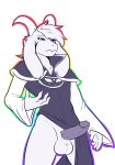  anthro asriel_dreemurr asriel_dreemurr_(god_form) balls black_sclera caprine clothing crackers erection goat humanoid_penis male mammal penis robe simple_background solo undertale video_games white_background white_eyes 