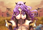  armor axe black_armor camilla_(fire_emblem_if) fire_emblem fire_emblem_if flag girl_on_top hair_over_one_eye highres hmage long_hair looking_at_viewer lying on_back penis pov pubic_hair public purple_hair pussy pussy_juice red_eyes sex tiara vaginal weapon 