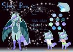  angel arctic_fox avian bioluminescence blue_eyes blue_fur bow braided_hair canine chibi clothing computerdeathglare crop_top english_text female fox fur glowing green_fur hair mammal model_sheet multicolored_hair neon pastel purple_fur silver_bow skirt snow solo text wings 