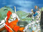  gm_(mobile_suit) ground_gundam gun gundam gundam_lost_war_chronicles mecha natsumoto_masato no_humans official_art shield tree trees weapon 