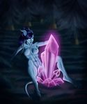  abs black_hair blue_skin breasts draenei female green_eyes hair hooves horn looking_at_viewer muscles nipples nude outside pussy solo spread_legs spreading video_games warcraft world_of_warcraft zyvo 