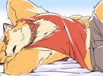  1boshi anthro canine fox fur japanese kemono male mammal sleeping solo 