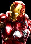  black_background glowing glowing_eyes hironakata iron_man iron_man_(comics) male_focus marvel non-anime_related non-asian power_armor red_armor shiny simple_background solo superhero upper_body western_comics 