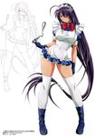  1girl blue_eyes breasts cosplay female ikkitousen kan&#039;u_unchou kan'u_unchou large_breasts long_hair official_art purple_hair ryomou_shimei_(cosplay) simple_background solo standing 