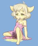  alien anthro cat clothing cub feline gown green_eyes lemn_(character) mammal meemo panties peeing underwear urine wet young 