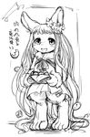 carrying female hair kemono lagomorph long_hair mammal monochrome open_mouth rabbit setouchi_kurage 