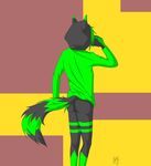  black_fur blackwing butt canine clothing fur green_fur green_hoodie hoodie male mammal silas silas_blackwing toxus wolf 