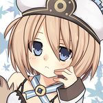  bare_shoulders blanc blue_eyes blush brown_hair close-up hat meimu_(infinity) neptune_(series) short_hair 