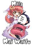  1girl :d black_hair breasts bridal_veil character_name chibi cleavage covered_navel dress english faceless faceless_male fang formal gloves hair_ornament hairclip lamia large_breasts long_hair mai_waifu miia_(monster_musume) monster_girl monster_musume_no_iru_nichijou open_mouth phandit_thirathon pointy_ears red_hair scales simple_background slit_pupils smile snake_bondage suit veil wedding_dress white_background white_gloves yellow_eyes 