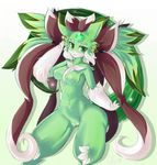  anthro breasts carbuncle clitoris creambake earth_light_carbuncle female fur gem green_eyes green_fur looking_at_viewer navel nipples nude pussy puzzle_&amp;_dragons smile solo video_games 