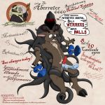  anthro antlers avian balls bird blindfold body_horror castration cervine cloak clothing corvid dialogue dumbbell duo eldritch_horror garr_(artist) genital_mutilation glowing glowing_eyes horn logo male mammal penis raven red_eyes speech_bubble staff text weights what why 