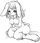  breasts female kemono lagomorph mammal monochrome nipples nude rabbit setouchi_kurage 