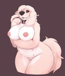  &lt;3 areola belly black_nose breasts canine cute dog female fluffy fur jasper&#039;s_mom_(character) mammal multi_nipple nipples nude pink_fur seth-iova solo 