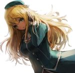  atago_(kantai_collection) beret blonde_hair commentary_request gloves green_eyes hat kantai_collection long_hair military military_uniform satoru_f solo uniform 