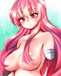  amputee bad_id bad_pixiv_id bandages breasts eyebrows hair_censor hair_over_breasts hiruko_no_kami large_breasts long_hair looking_at_viewer natsu_hotaru nude original pink_eyes pink_hair sketch solo 