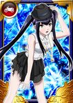  black_hair card_(medium) hair_ornament hat ikkitousen jewelry long_hair looking_at_viewer necklace open_mouth saji_genpou_(true) solo torn_clothes twintails yellow_eyes 