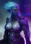  2015 abs anthro big_breasts breasts clothed clothing cyberpunk female grym44 hair huge_breasts machine mechanical neurodyne nipples prosthetic robot robotic science_fiction solo teeth 