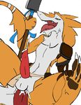  anal anal_penetration anthro armor balls blade claws clothing cum cum_in_ass cum_inside fur invalid_tag johnithanial loincloth male male/male melee_weapon navel penetration penis plain_background polearm sergal sex smile souther_sergal teeth tongue tuft weapon white_background 
