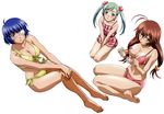  absurdres age_difference ahoge antenna_hair aqua_eyes bangs barefoot between_legs bikini blue_eyes blue_hair blush breasts brown_hair casual_one-piece_swimsuit child cleavage closed_mouth collarbone earrings embarrassed eyepatch eyewear_removed feet flat_chest from_above from_side front-tie_bikini front-tie_top full_body glasses green_eyes green_hair hair_between_eyes hair_bobbles hair_ornament halterneck hand_between_legs hand_on_own_knee hands_together highres hips holding holding_eyewear ikkitousen ikkitousen_xross_impact jewelry legs light_smile looking_at_viewer low_twintails magatama magatama_earrings medical_eyepatch medium_breasts mole mole_under_mouth multiple_girls navel non-web_source nose_pads official_art one-piece_swimsuit one_eye_covered parted_lips pink_bikini plaid plaid_swimsuit rimless_eyewear ryomou_shimei ryuubi_gentoku scan seiza shiny shiny_hair shiny_skin shokatsuryou_koumei side-tie_bikini sideboob simple_background sitting smile straight_hair swept_bangs swimsuit swimsuit_skirt twintails v_arms wariza wet white_background yellow_bikini 