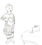  anthro balls barefoot black_and_white chubby circumcised clothing computer cub daniel_chung exposing flaccid front_view holding_penis humanoid_penis laptop line_art male mammal monochrome nervous open_mouth pangolin pants pants_down penis rourkie scales shirt shirt_lift shorts sketch solo standing table tail_wrap webcam young 