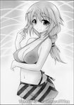  bikini bikini_skirt charlotte_dunois food fruit greyscale infinite_stratos long_hair monochrome nightmare77zx strawberry swimsuit traditional_media 