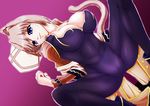  animal_ears blue_eyes breasts brown_hair cat_ears cat_tail cleavage highres large_breasts linith lyrical_nanoha mahou_shoujo_lyrical_nanoha short_hair solo spread_legs tail tappa_(esperanza) 