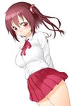  blush brown_eyes brown_hair dress_shirt dutch_angle ebina_nana hair_ornament himouto!_umaru-chan onsoku_maru pleated_skirt school_uniform shirt skirt solo twintails wavy_mouth 