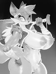  2015 anthro areola big_breasts breasts canine erect_nipples female fox huge_breasts mammal melee_weapon nipples pussy solo sunibee sword weapon 