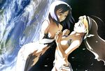  2girls arika_yumemiya dissolving_clothes earth hisayuki_hirokazu multiple_girls my-otome nina_wang planet poster signature simple_background torn_clothes yuri 