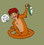  aged_down anthro briefs clothing covering covering_crotch cub dialogue digital_media_(artwork) english_text exposing flat_colors freckles male mammal missing_tooth monkey navel noke nokemy nude open_mouth primate pubes solo speech_bubble text underwear young 