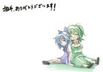  ^_^ blue_dress blue_eyes blue_hair blush cirno closed_eyes daiyousei dress drooling green_dress green_hair hair_ribbon loafers long_hair multiple_girls open_mouth ribbon shoes short_hair side_ponytail smile touhou webclap yohane 