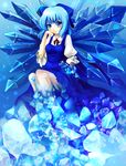  bad_id bad_pixiv_id blue_eyes blue_hair bow cirno elbow_rest frozen hair_bow ice ice_wings ringpearl solo touhou wings 