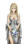  absurdres blonde_hair bouquet breasts claymore cleavage dietrich dress flower highres rose small_breasts solo vector_trace yagi_norihiro 
