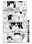  /\/\/\ 1boy 1girl 4koma ? admiral_(kantai_collection) blush comic greyscale hair_ribbon harunatsu_akito hat japanese_clothes kantai_collection long_sleeves military military_uniform monochrome nose_blush o_o open_mouth peaked_cap ribbon smile souryuu_(kantai_collection) sparkle spoken_question_mark sweat tears translated twintails uniform wavy_mouth 