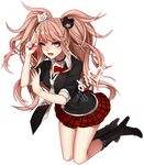 breasts cleavage danganronpa enoshima_junko extraction full_body grey_eyes hair_ornament light_brown_hair long_hair looking_at_viewer medium_breasts open_mouth solo spoilers transparent_background twintails 