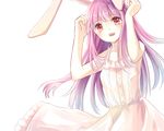  alternate_costume animal_ears bare_arms bare_shoulders bunny_ears dress kashiwagi_chisame long_hair looking_at_viewer pink_dress purple_hair red_eyes reisen_udongein_inaba sleeveless sleeveless_dress smile solo sundress touhou very_long_hair 