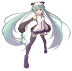  absurdres bamboo green_eyes green_hair hatsune_miku highres long_hair looking_at_viewer open_mouth panda_hat panties side-tie_panties skirt sleeves_past_wrists solo thighhighs twintails underwear very_long_hair vocaloid 