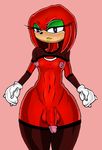  anthro big_nipples blush breasts crossdressing damian_hodge erect_nipples fishnet flaccid girly knuckles_the_echidna lipstick male nipples penis small_breasts solo sonic_(series) wide_hips 