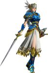  3d armor blue_armor braid feathers helmet highres lenneth_valkyrie long_hair official_art solo sword valkyrie_profile very_long_hair weapon white_hair 