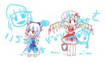  :d \(^o^)/ bad_id bad_pixiv_id blonde_hair blue_hair blush chibi child_drawing cirno dress fang fang_out flandre_scarlet fourth_wall hair_ribbon hat hong_meiling kuromame_(8gou) letty_whiterock multiple_girls open_mouth paint paint_can ribbon smile touhou translated wings writing 