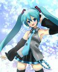  aqua_hair blue_eyes hatsune_miku long_hair miracle necktie skirt solo thighhighs twintails very_long_hair vocaloid 