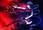  black_hair black_legwear greave_(asterism) houjuu_nue polearm red_eyes short_hair snake solo thighhighs touhou trident weapon wings zettai_ryouiki 