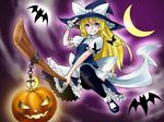  bad_id bad_pixiv_id blonde_hair blue_eyes braid broom halloween hat kirisame_marisa long_hair sanraizu solo touhou witch_hat 