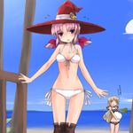  bad_id bad_pixiv_id beach boots day hat kt2 melody_(rune_factory) mist_(rune_factory) multiple_girls ocean outdoors pink_hair purple_eyes rune_factory rune_factory_frontier thighhighs translation_request turnip twintails water witch_hat 