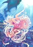  barefoot bubble city copyright_request dress kochimo pink_hair solo twintails underwater whale 