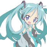  bad_id bad_pixiv_id blue_eyes core_(mayomayo) cosplay detached_sleeves green_hair hatsune_miku hatsune_miku_(cosplay) headphones headset hiiragi_kagami long_hair lucky_star microphone solo tsurime twintails vocaloid 