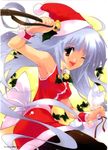  absurdres armpits bell christmas copyright_request happy hat highres holly one_eye_closed sack santa_costume santa_hat sasaki_mutsumi smile solo 
